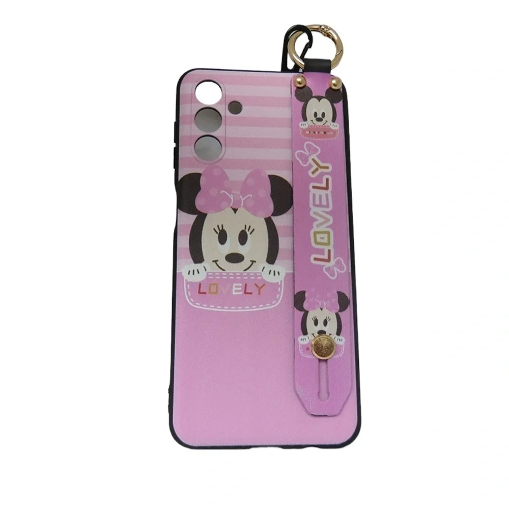 Case Galaxy S21 FE Anime Kawaii Case minnie Mouse Wrist Strap Kickstand Lanyard
